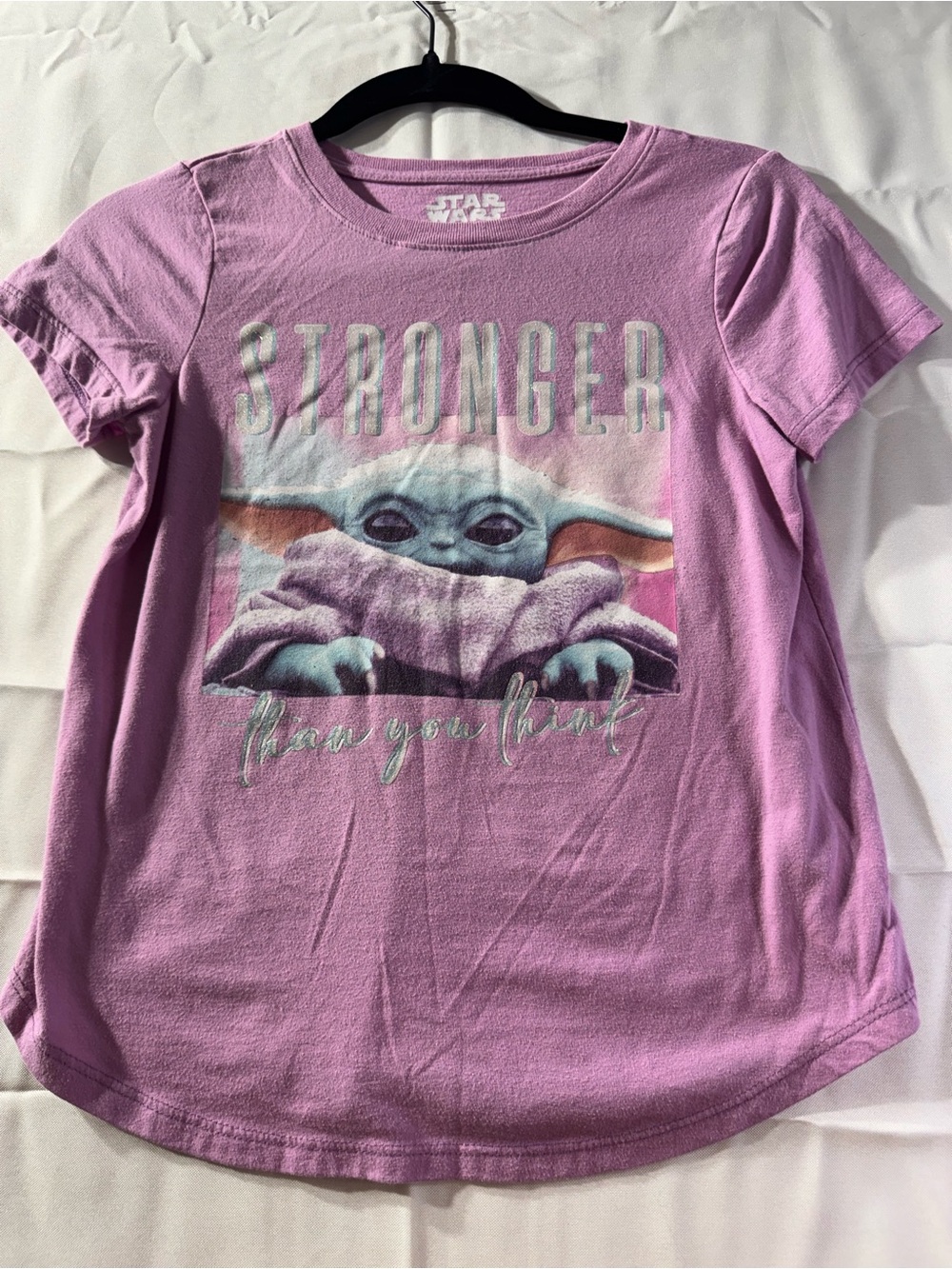 Star Wars Kids Large  Lavender Grogu 'Stronger than you think” Graphic Tee.